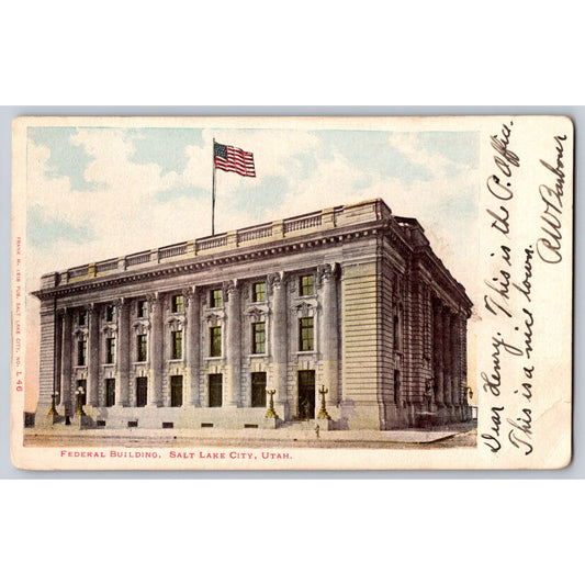 Salt Lake City UT Utah Federal Building Early 1900s Undivided Postcard Unused