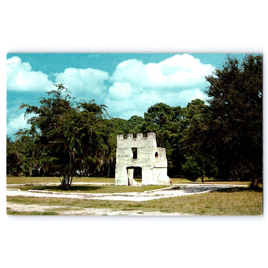 Postcard GA Georgia St Simons Island Ruins Fort Frederica Chrome Unused