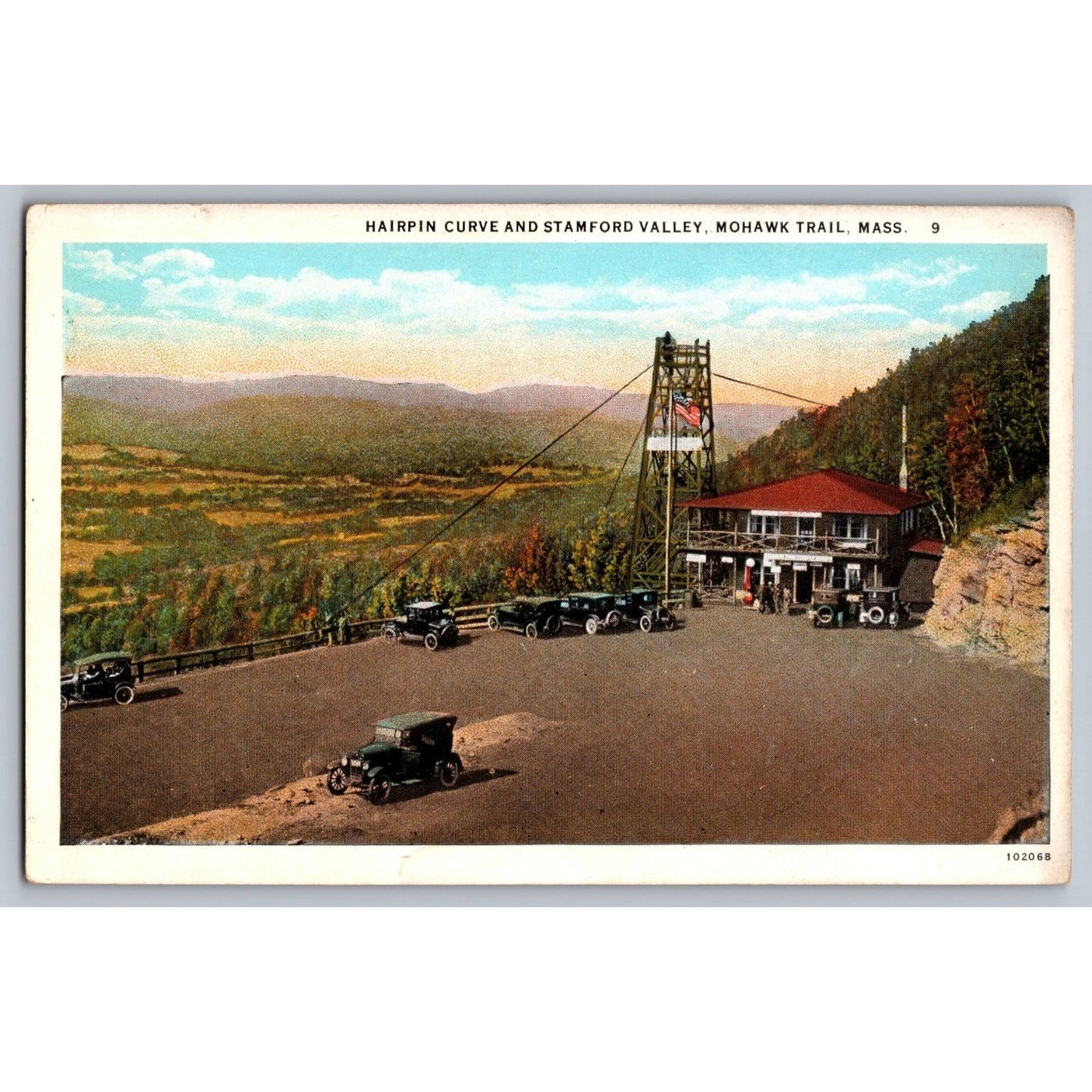 Mohawk Trail MA Massachusetts Hairpin Curve Stamford Valley White Border Postcard