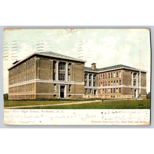 Rochester NY New York West High School 1906 Undivided Back Postcard Used