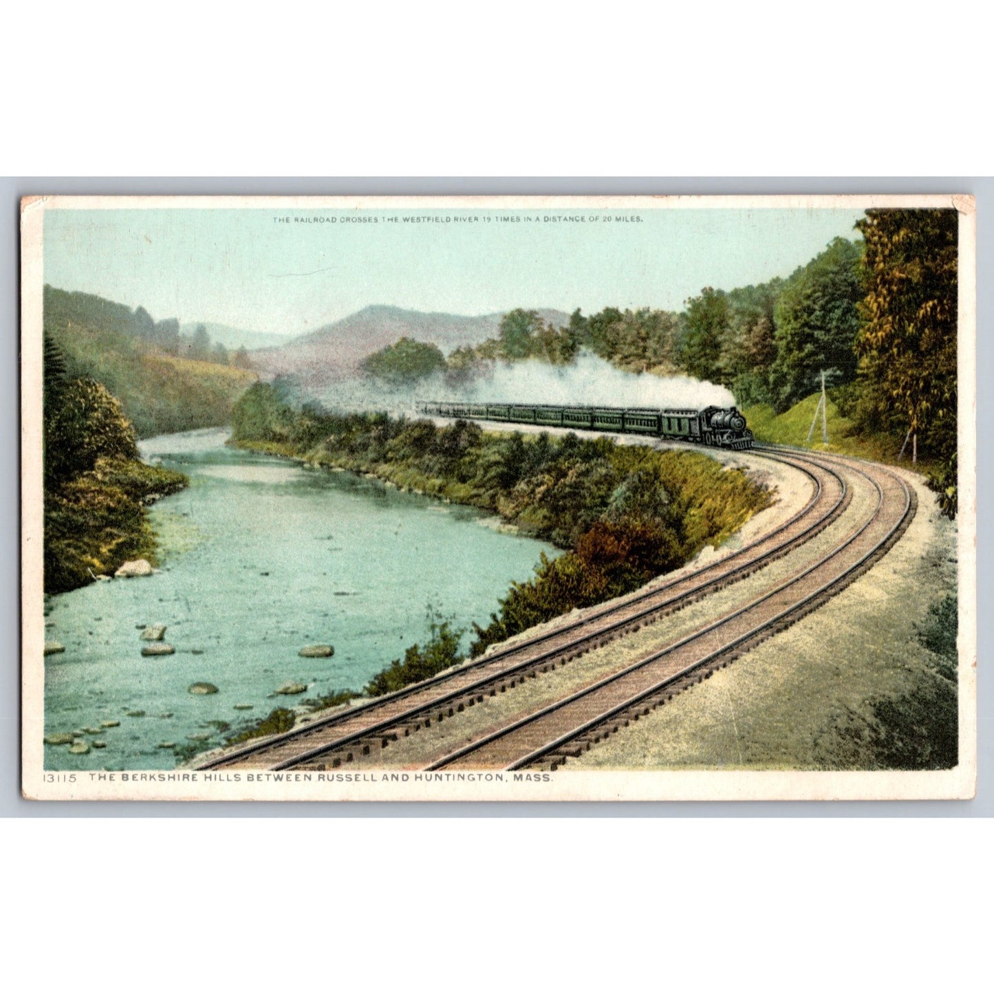 Russell Huntington MA Massachusetts Steam Train Berkshire Hills 1920s Postcard