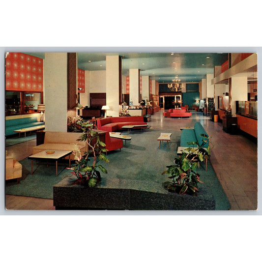 Los Angeles CA California Alexandria Hotel Lobby MCM Chrome Postcard Unused