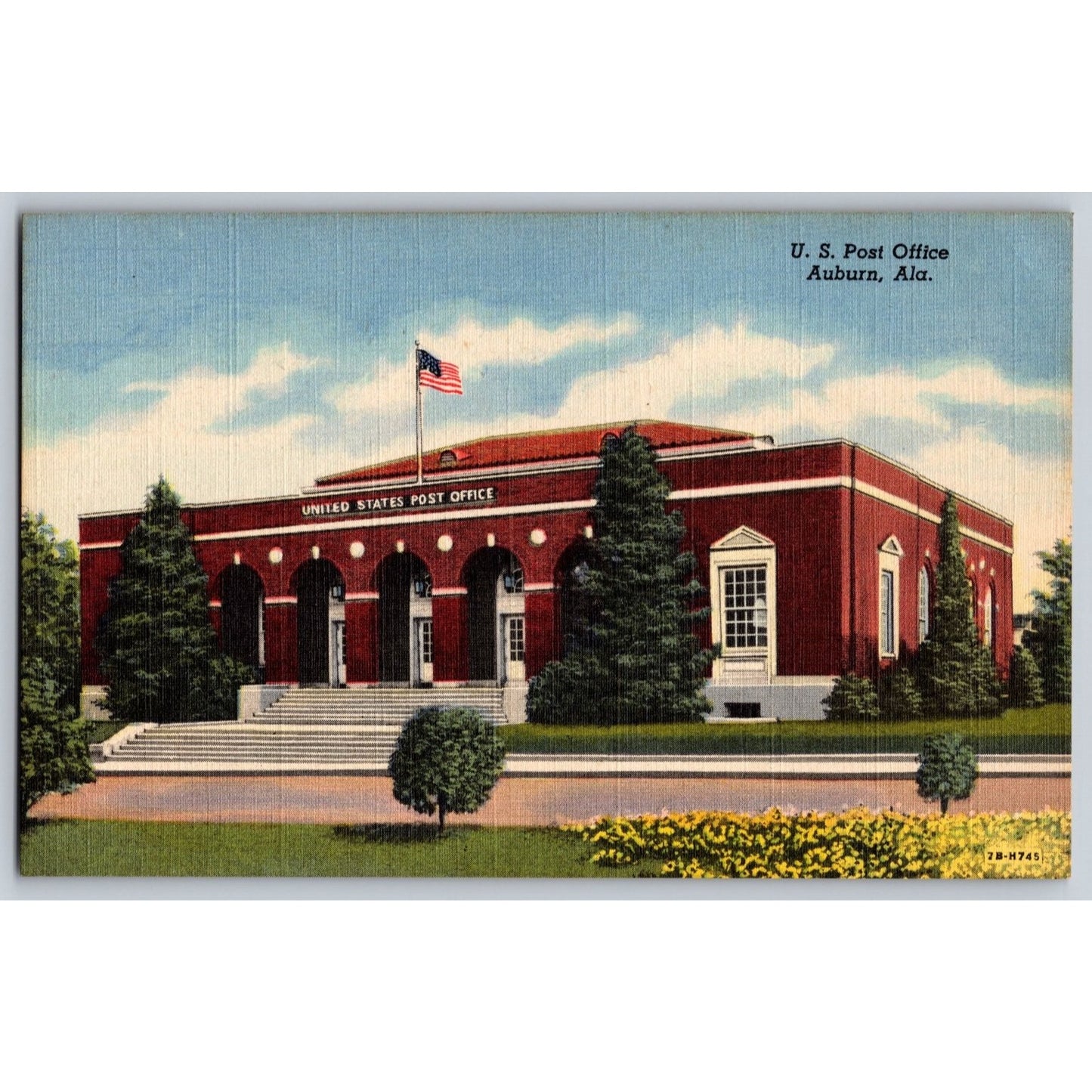 Auburn AL Alabama US Post Office Linen Postcard Unused Curt Teich