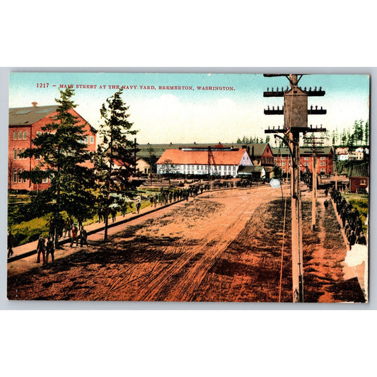 Bremerton WA Washington Main Street Navy Yard Divided Back Postcard ED Mitchell