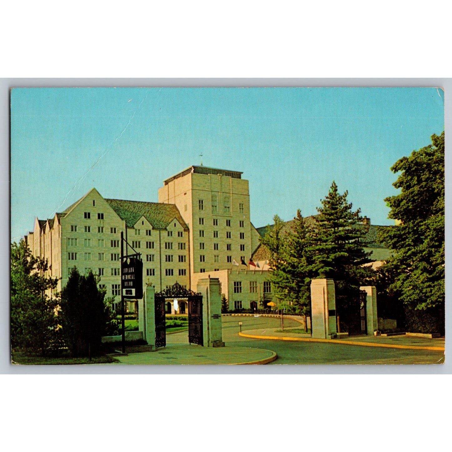 Bloomington IN Indiana University Memorial Union Chrome Postcard Unused Dellenback