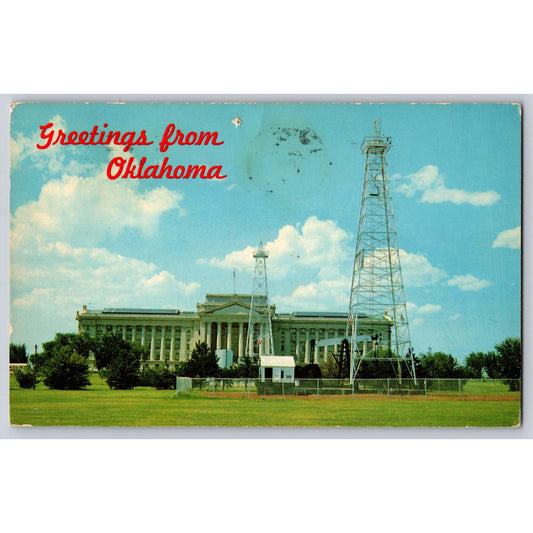 Oklahoma City OK State Capital 1971 Greetings From Oil Wells Chrome Postcard