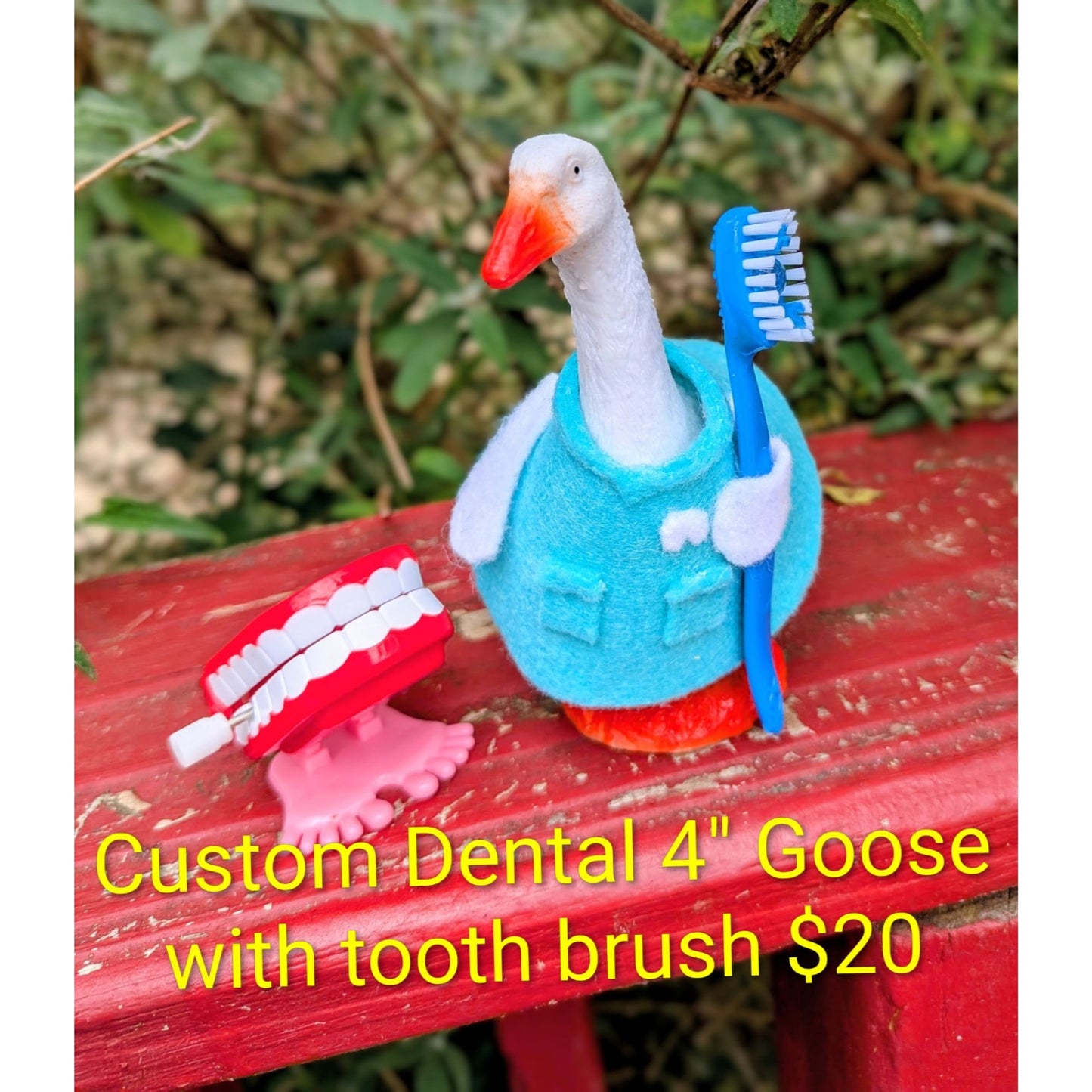 Custom Order Dental Hygienist - 4" Goose Figurine With Handcrafted Outfit For Home Or Office Décor