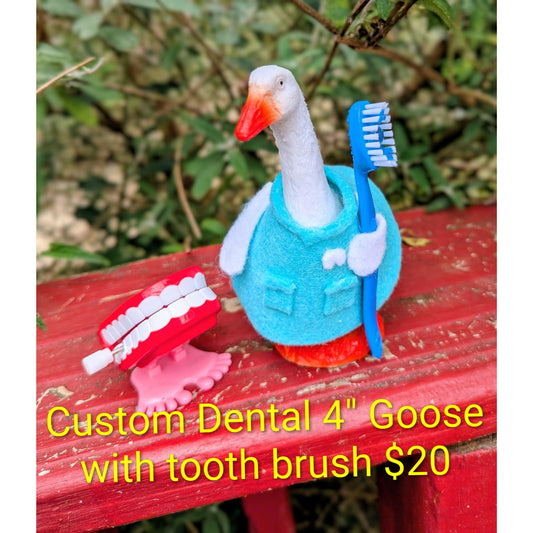 Custom Order Dental Hygienist - 4" Goose Figurine With Handcrafted Outfit For Home Or Office Décor