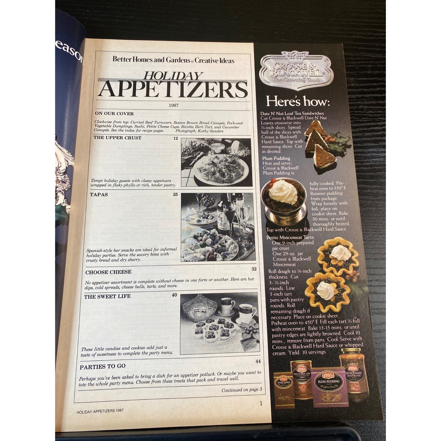 Better Homes & Gardens Magazine 1987 Holiday Appetizers Bite Size Recipes Party