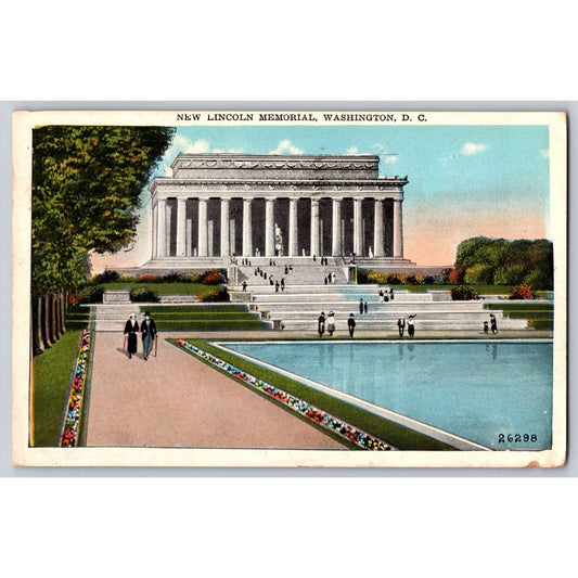 Washington DC Lincoln Memorial 1935 White Border Postcard Used BS Reynolds Co