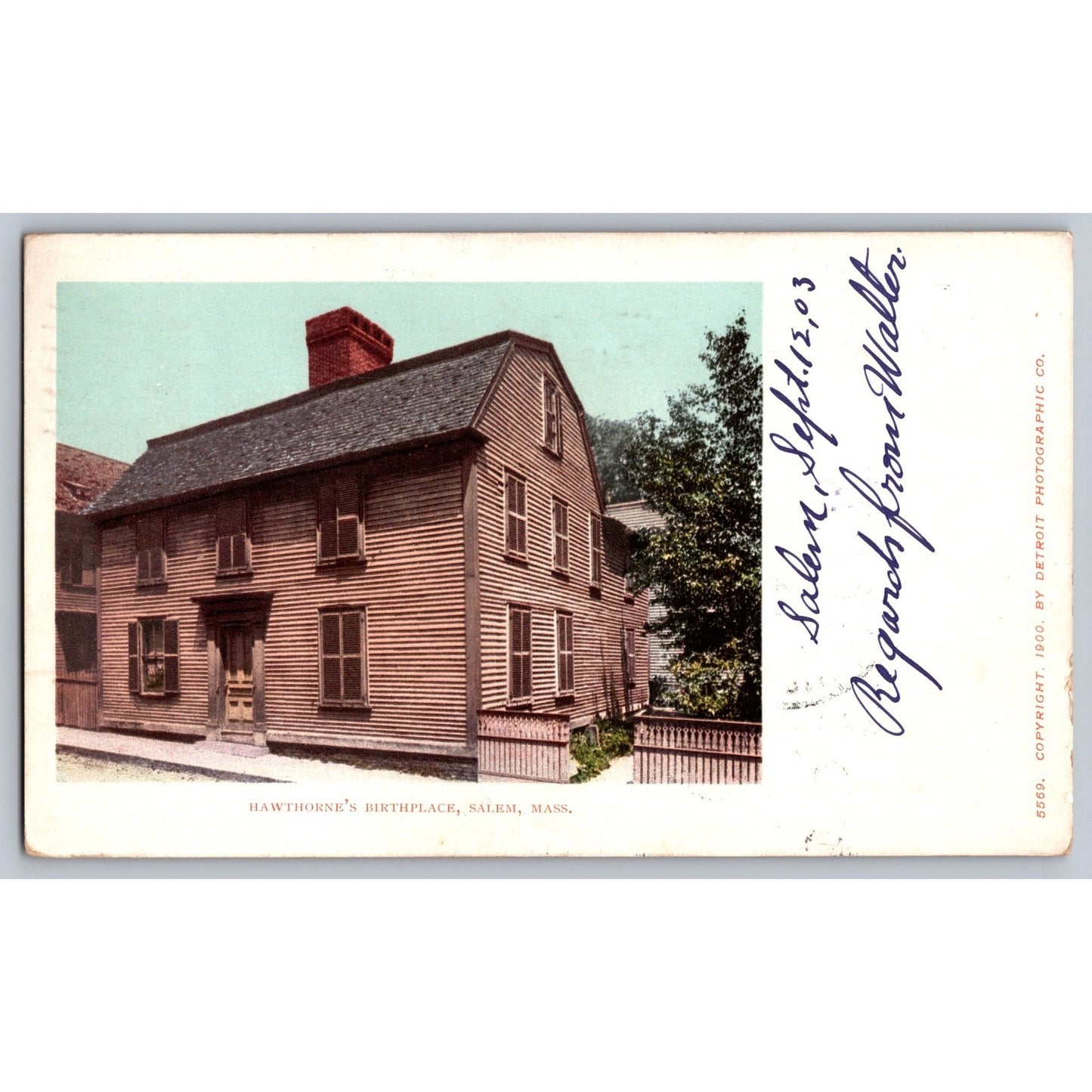 Salem MA Massachusetts Nathaniel Hawthornes Birthplace 1903 Undivided Postcard