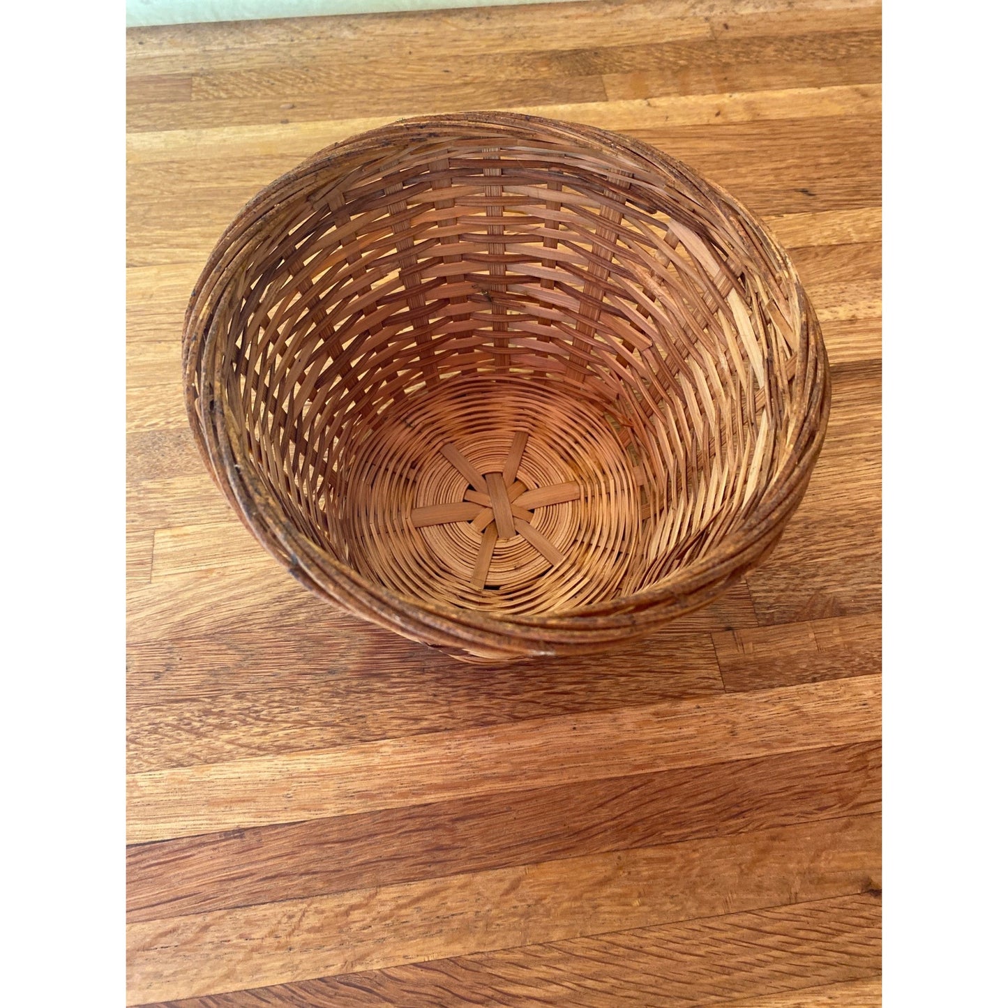 Small Handwoven Rattan Basket Cover Pot For Plants, Storage Or Decor 4.25" Tall X 6.75" Diameter