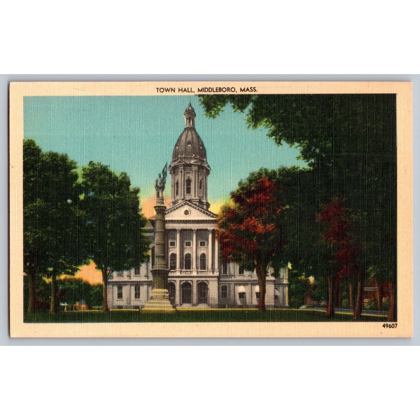 Middleboro MA Massachusetts Town Hall White Border Postcard Unused