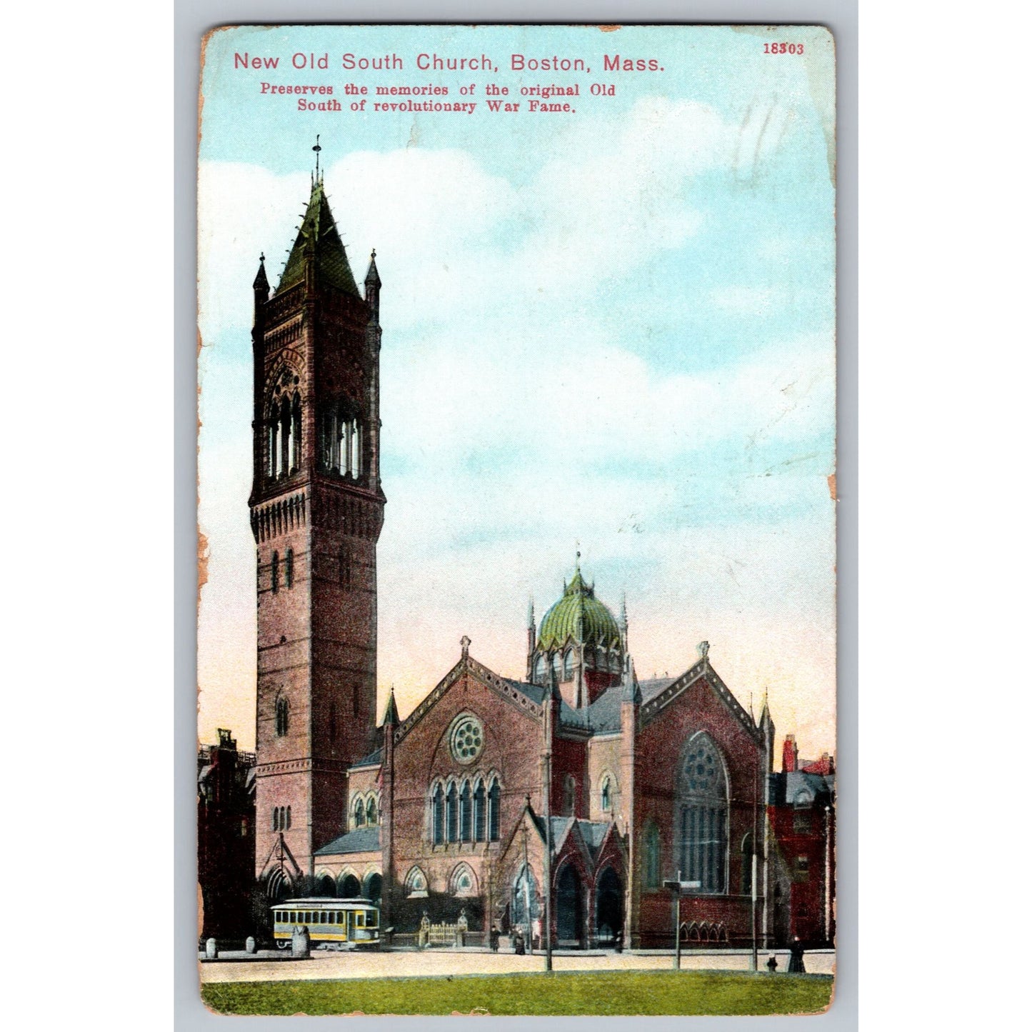 Boston MA Massachusetts New Old South Church 1906 Divided Back Postcard Used