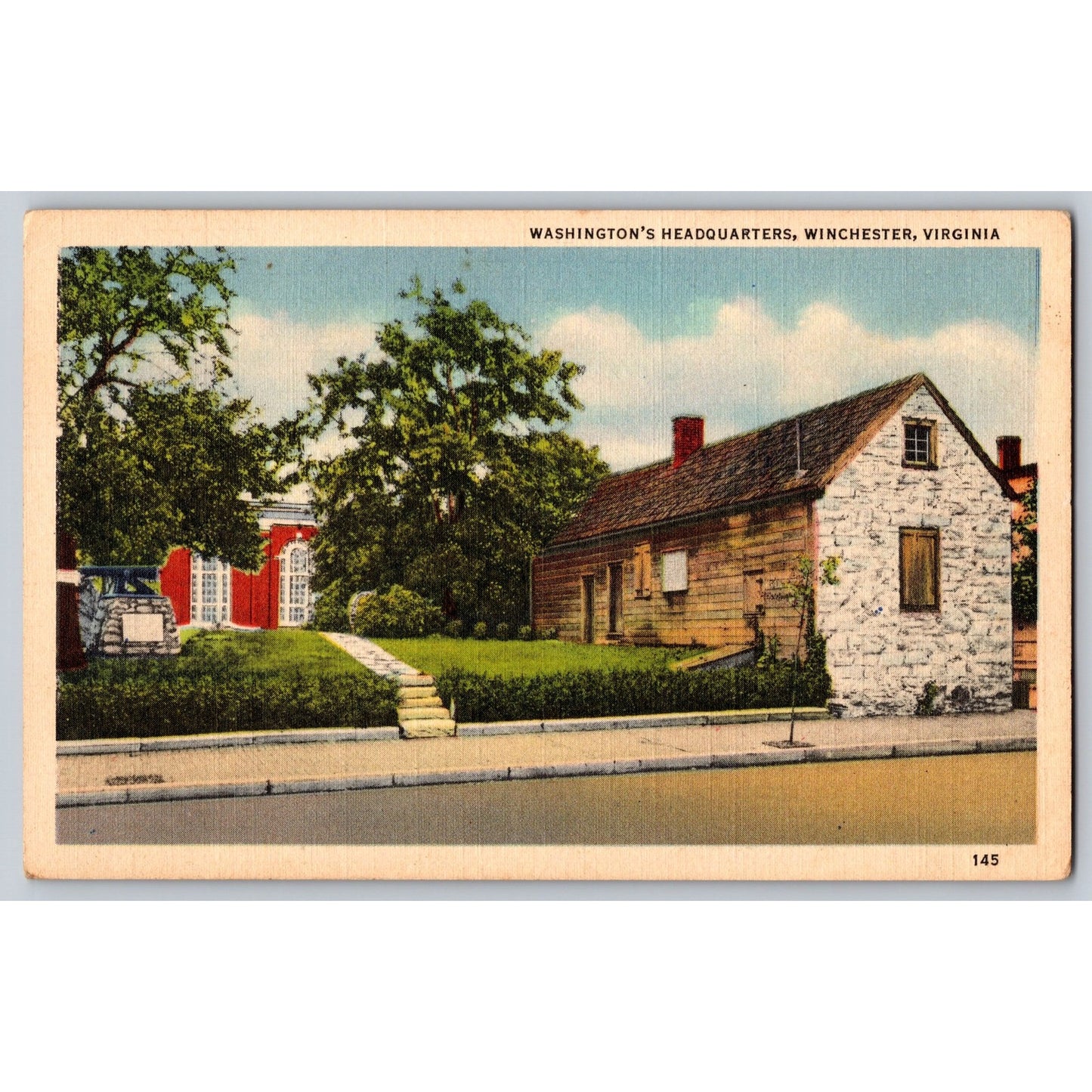 Winchester VA Virginia Washington's Headquarters White Border Postcard Unused