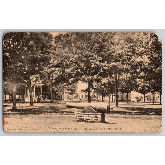 Belmont NY New York The Circle Cannon and Gazebo Divided Back Postcard Used