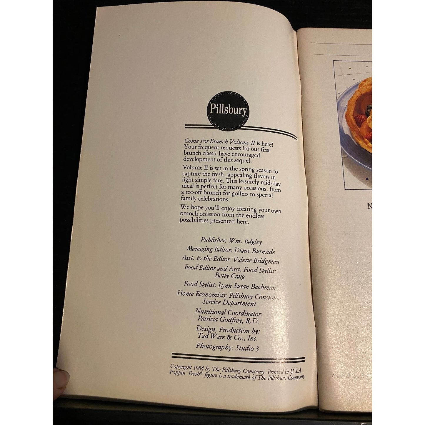 Pillsbury Classic Cookbook Booklet 1984 Come For Brunch II Recipes