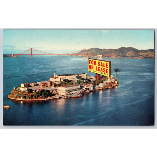 San Francisco CA California Alcatraz Island Prison Aerial View Chrome Postcard