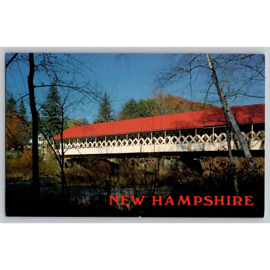 Winchester NH New Hampshire Covered Bridge Red Roof Ashuelot River Postcard