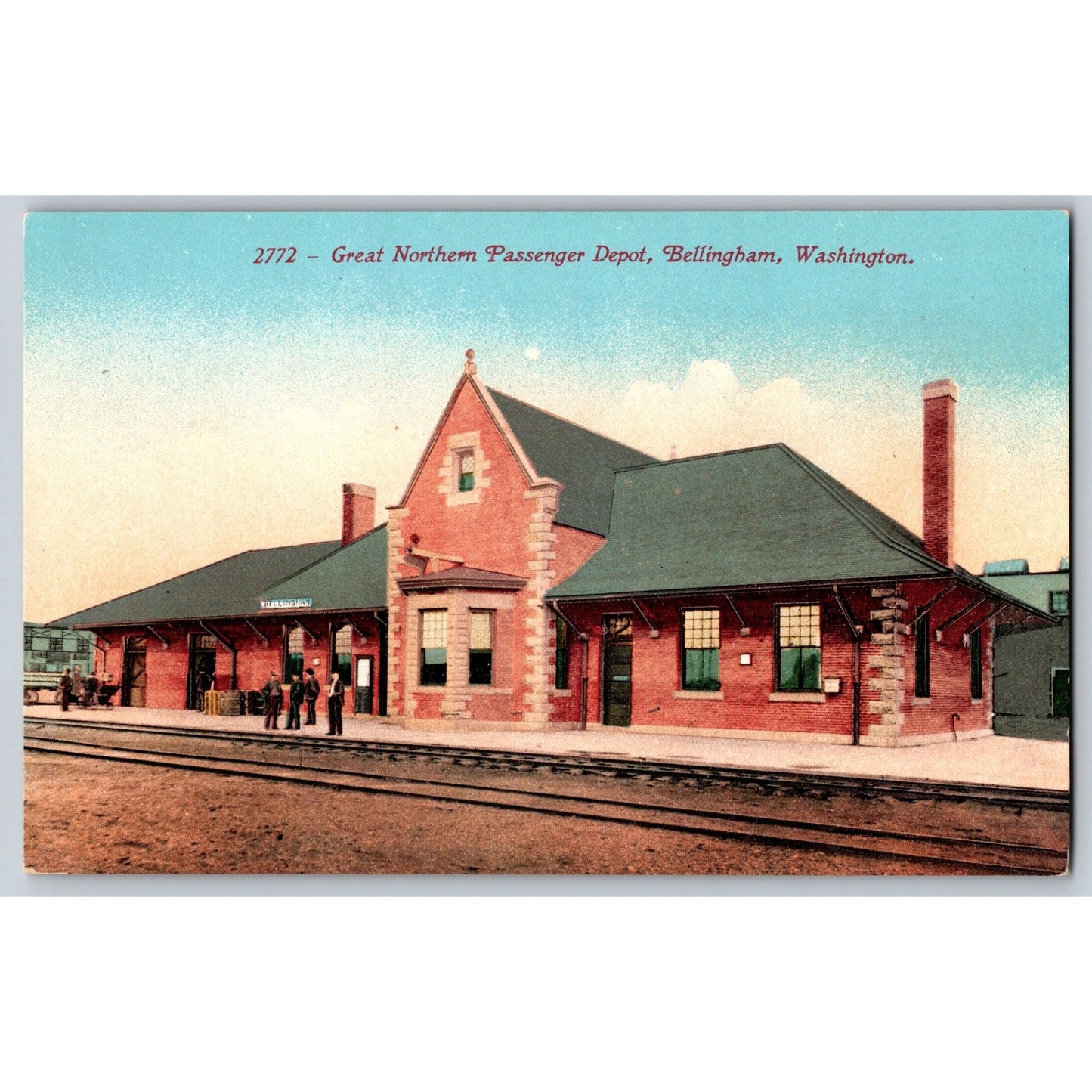 Bellingham WA Washington Great Northern Passenger Train Depot Early 19s Postcard