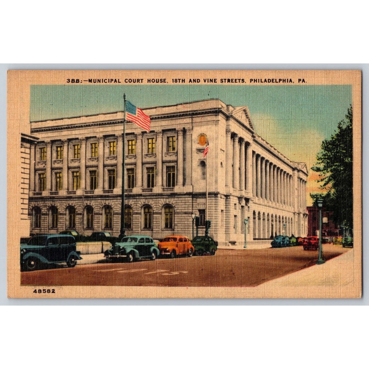 Philadelphia PA Pennsylvania Municipal Court House Linen Postcard 18th & Vine