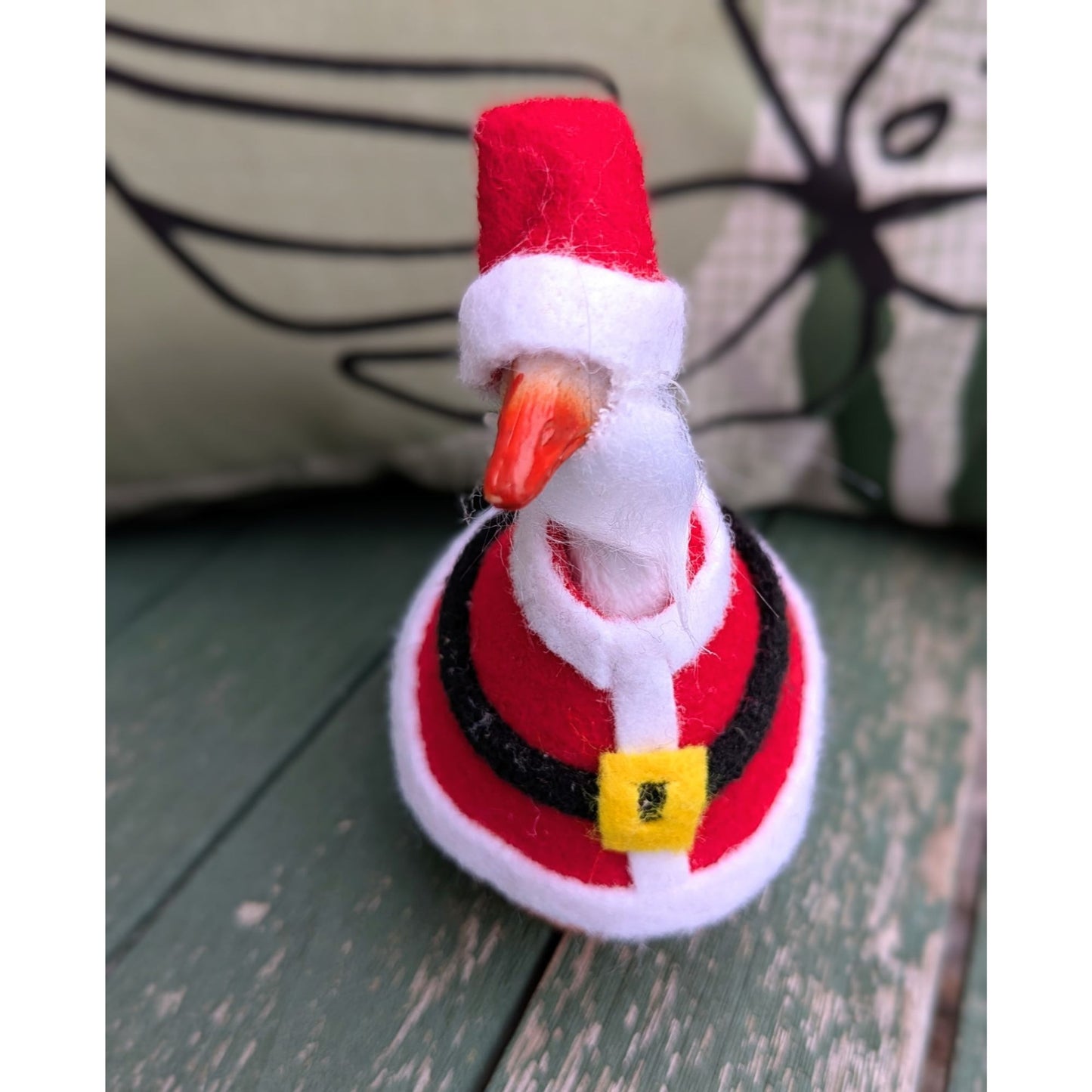 Santa Theme - 4" Goose Figurine With Handcrafted Outfit For Home Or Office Décor
