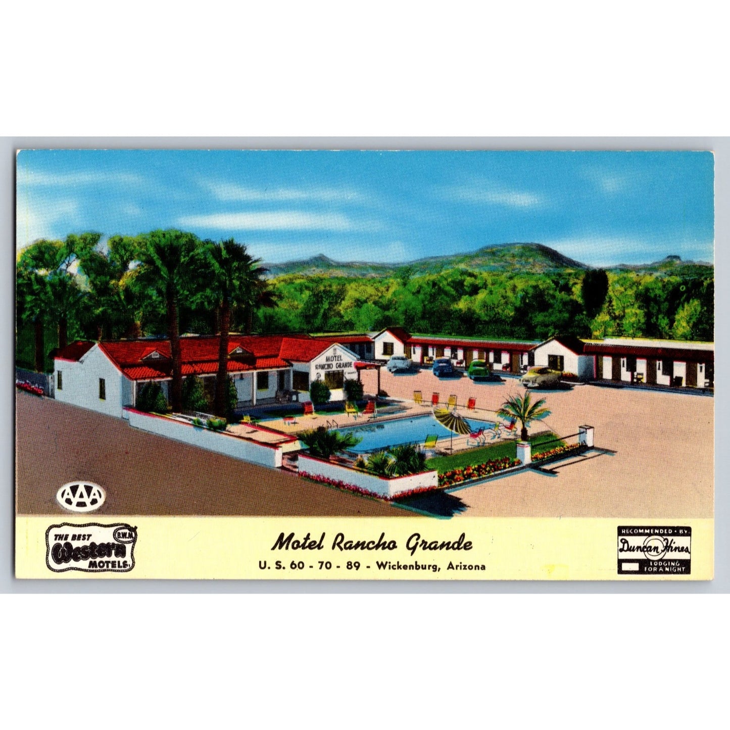Wickenburg AZ Arizona Motel Rancho Grande Illustrated Postcard Unused