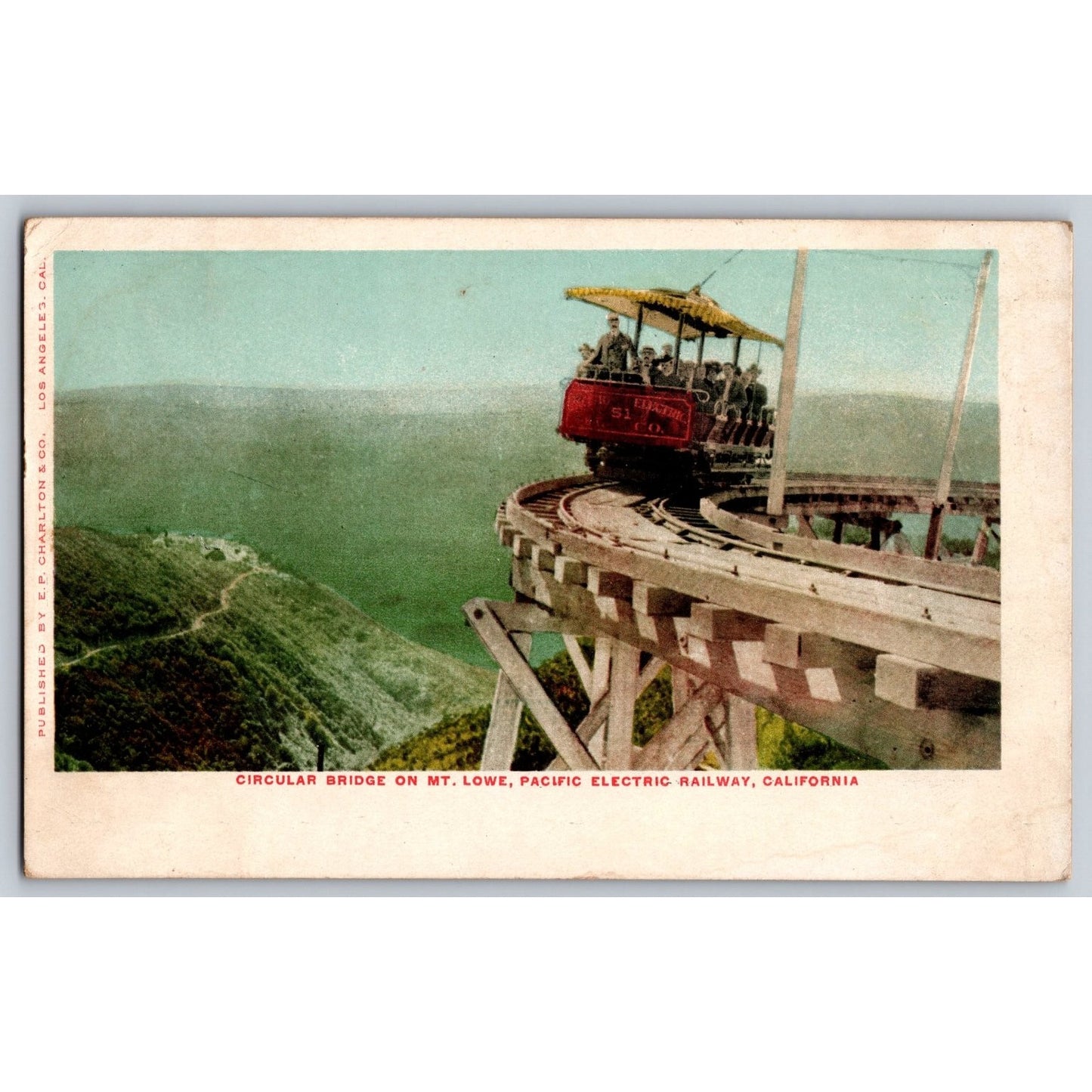 Mt Lowe CA California Circular Bridge Pacific Electric Railway Early Postcard