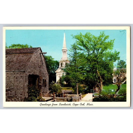 Sandwich Cape Cod MA Massachusetts Dexter Mill 1986 Chrome Postcard Used