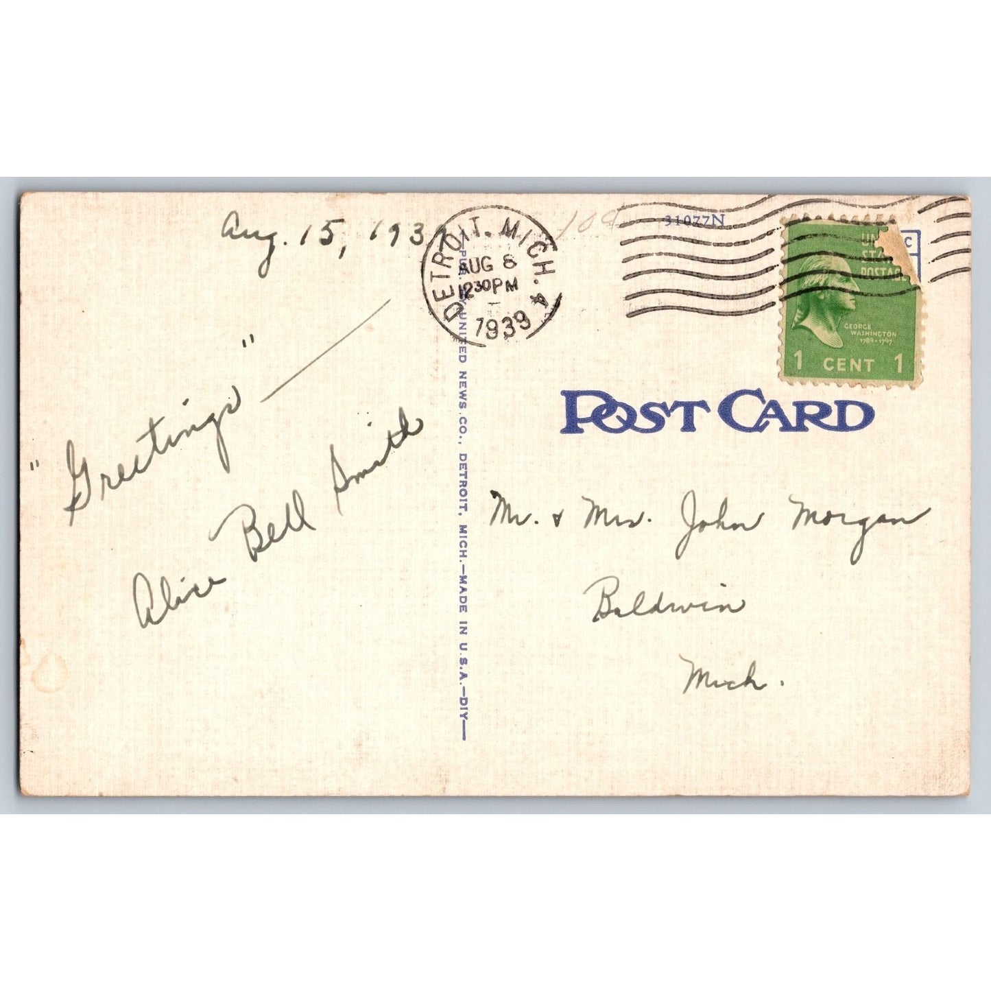 Detroit MI Michigan Maccabees Building WXYZ Radio Linen Postcard Used