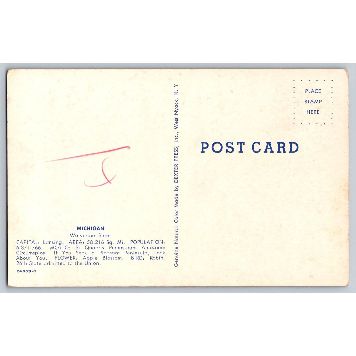 Map Postcard MI Michigan Greetings from Michigan Illustrated Dexter Press