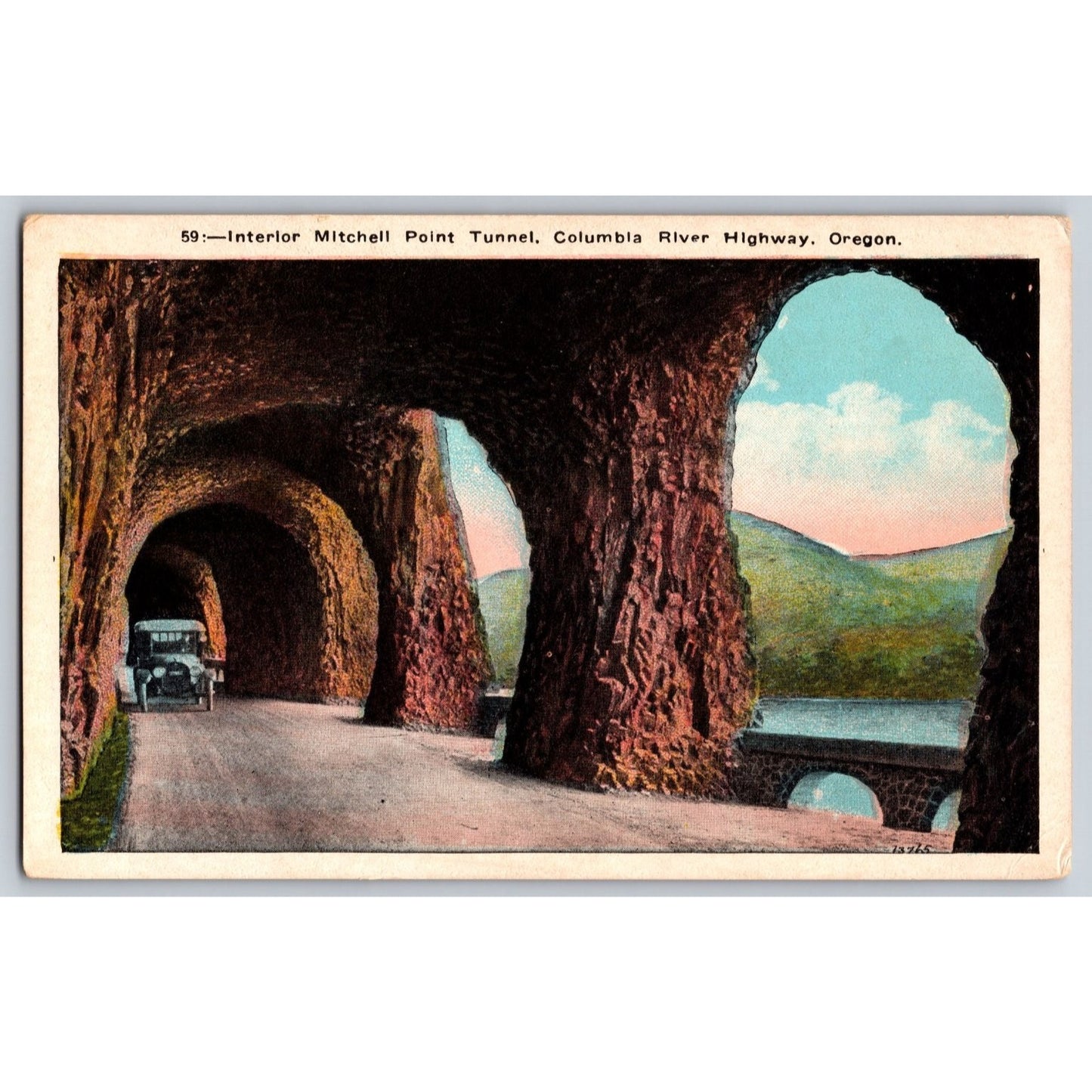 Hood River OR Oregon Mitchell Point Tunnel Columbia River Highway 1920s Postcard