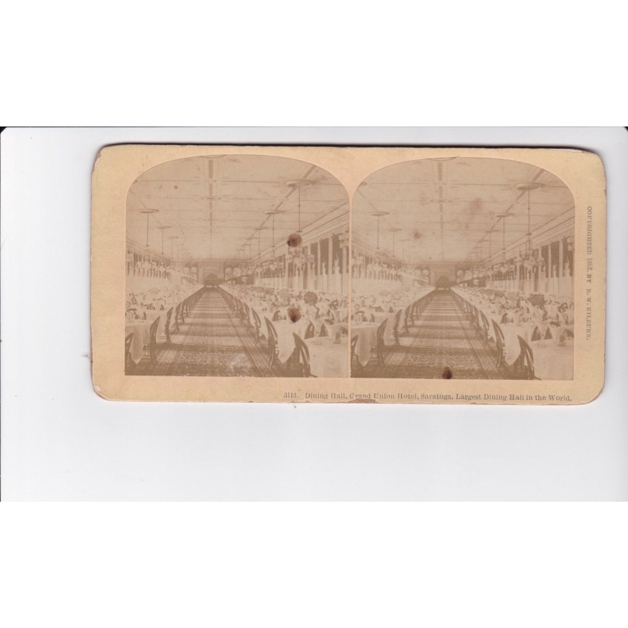 Dining Hall Grand Union Hotel Stereoview Saratoga NY Kilburn Brothers 1880s
