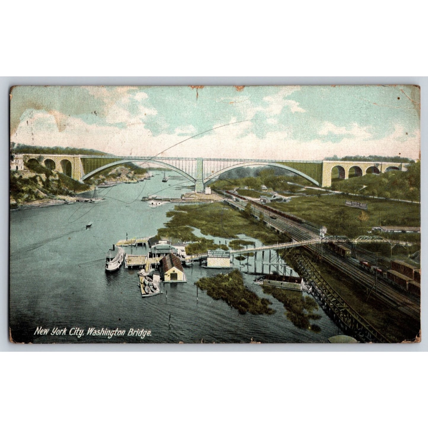 New York City NY Washington Bridge Scenic View 1910 Divided Back Postcard Used
