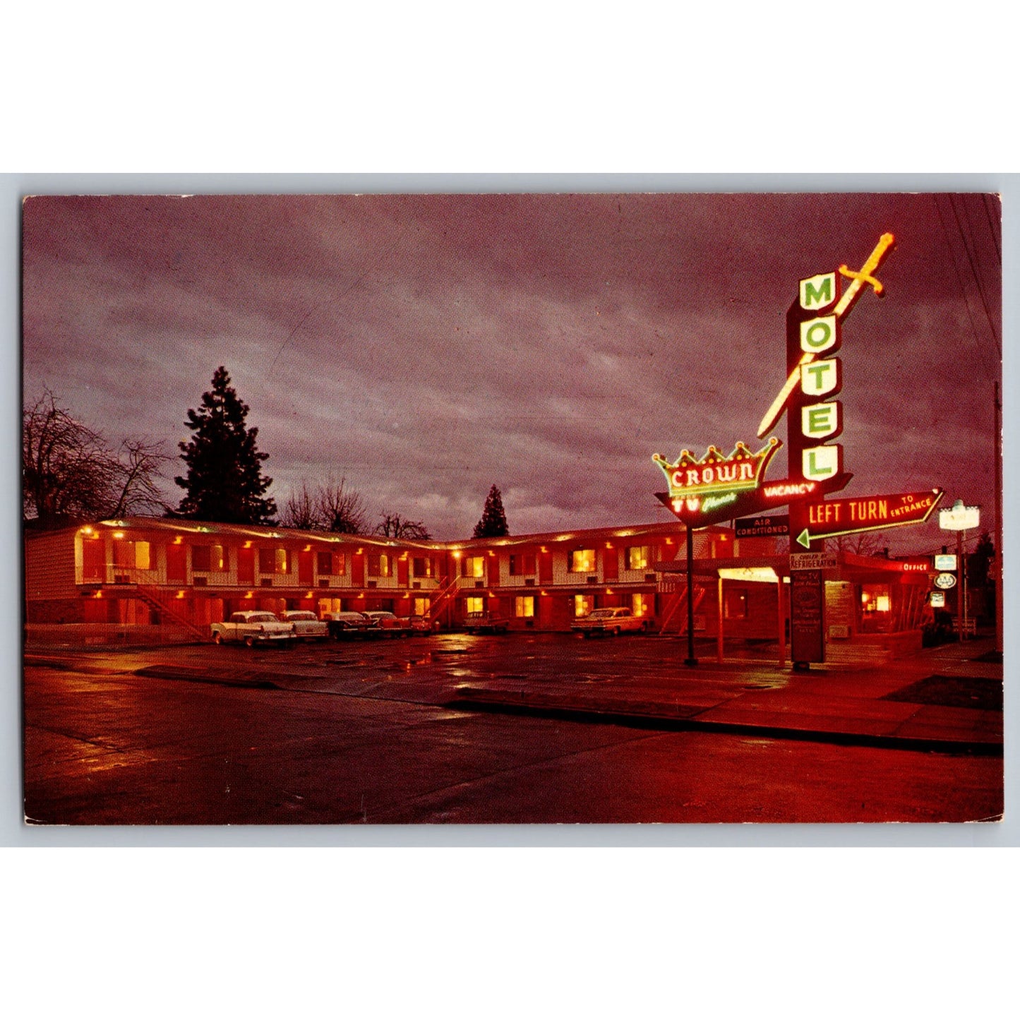Portland OR Oregon Crown Motel Chrome Postcard Used 1960s