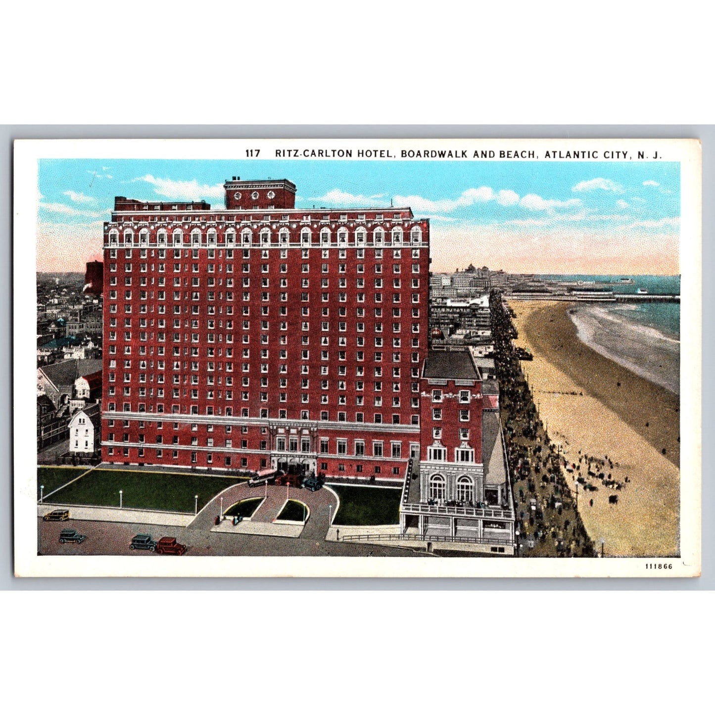 Atlantic City NJ New Jersey Ritz-Carlton Hotel Boardwalk & Beach Postcard Unused
