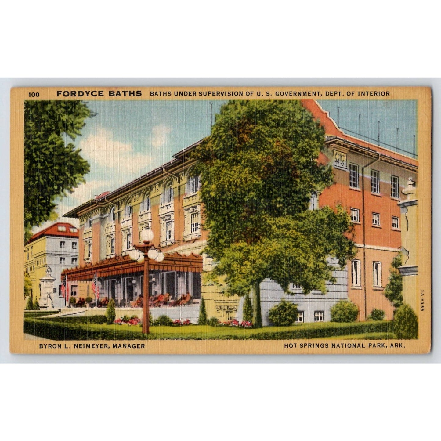 Hot Springs National Park AR Arkansas Fordyce Baths Linen Postcard Unused