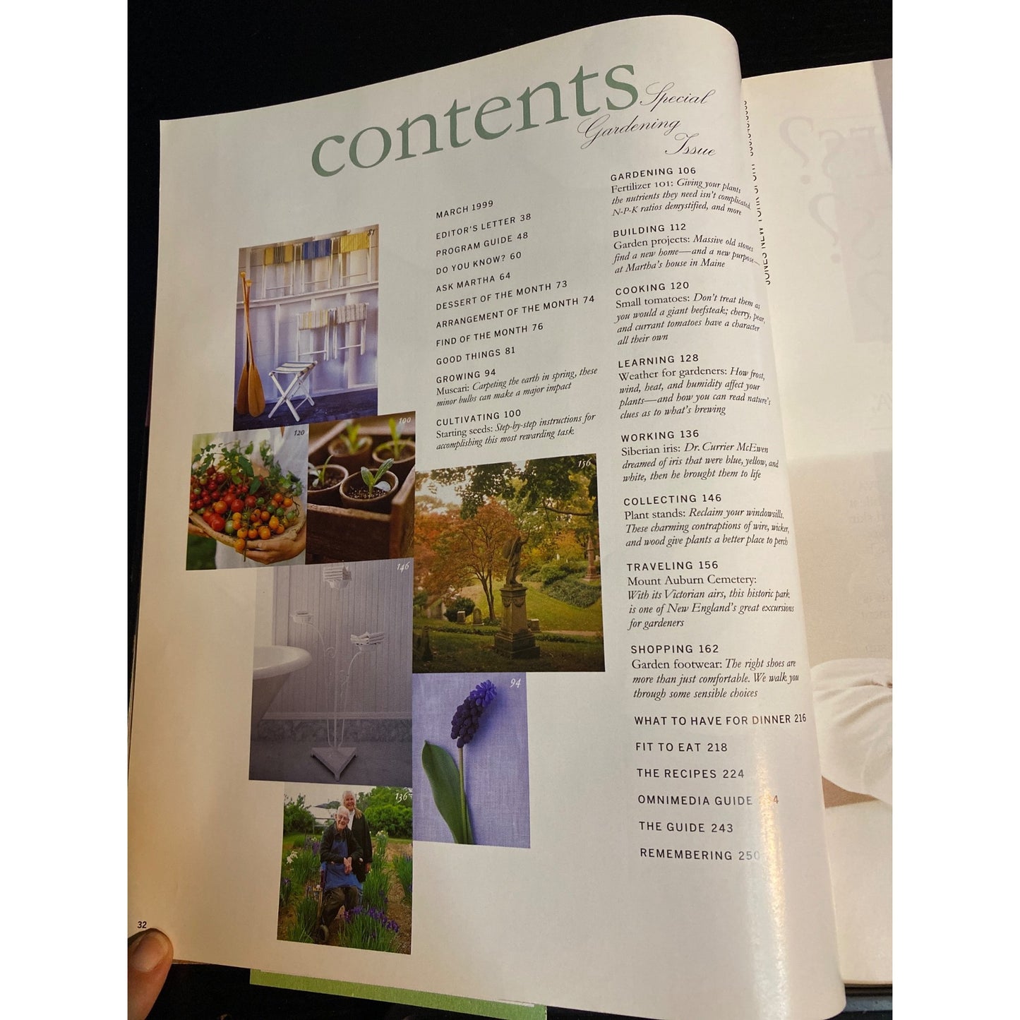 Martha Stewart Living Magazine March 1999 Special Gardening Issue Recipe Cards