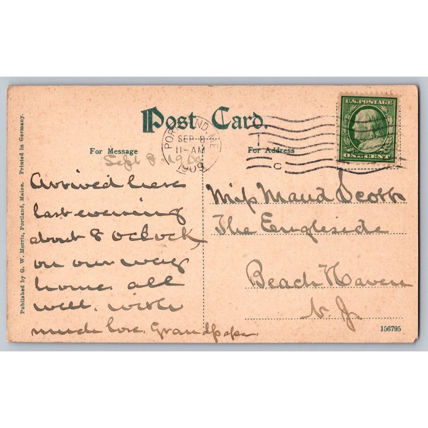 Portland ME Maine Westbrook Seminary 1909 Divided Back Postcard Used Germany