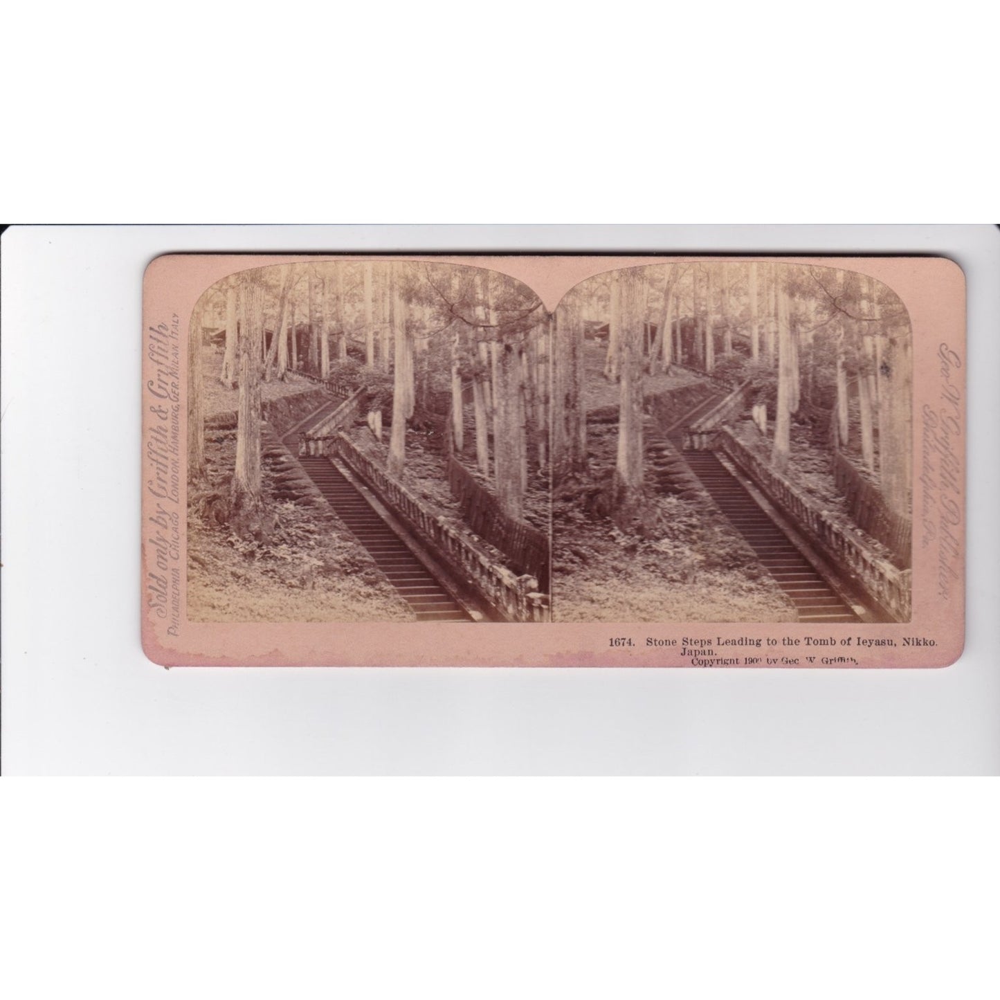 Stone Steps Leading to the Tomb of Ieyasu Nikko Japan Stereoview Geo W Griffith