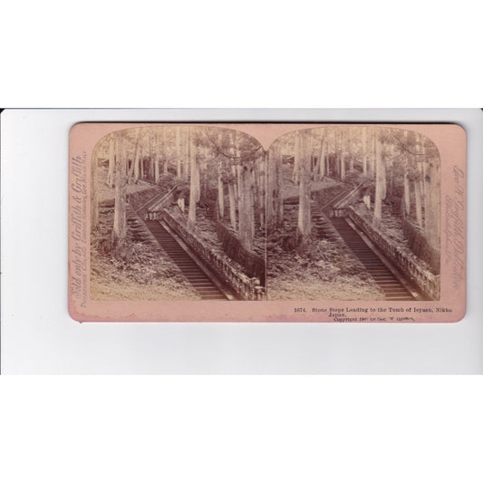 Stone Steps Leading to the Tomb of Ieyasu Nikko Japan Stereoview Geo W Griffith