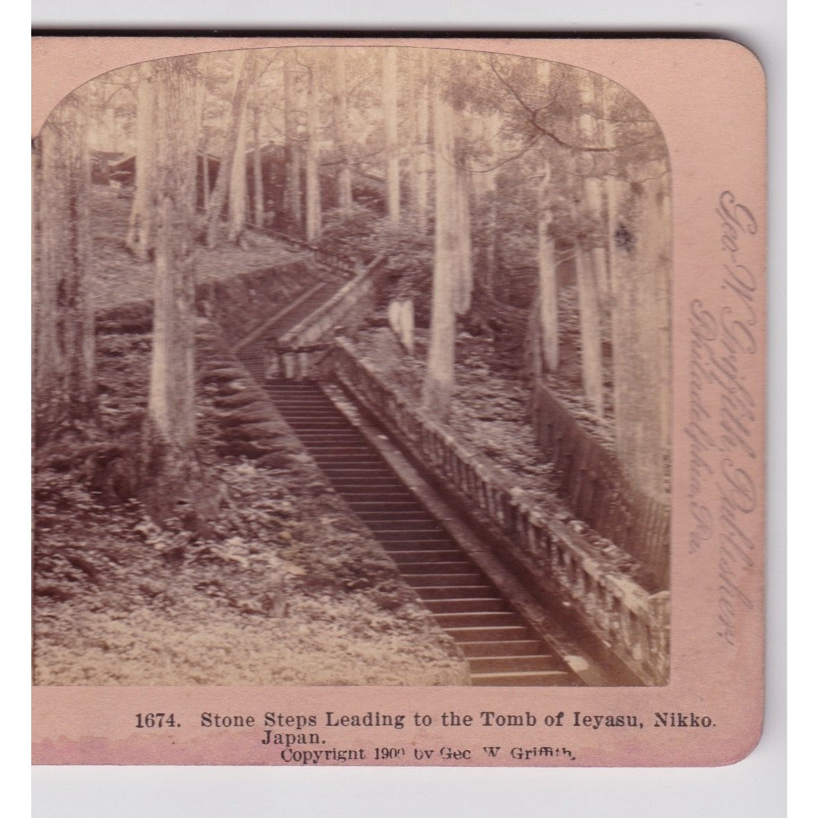 Stone Steps Leading to the Tomb of Ieyasu Nikko Japan Stereoview Geo W Griffith