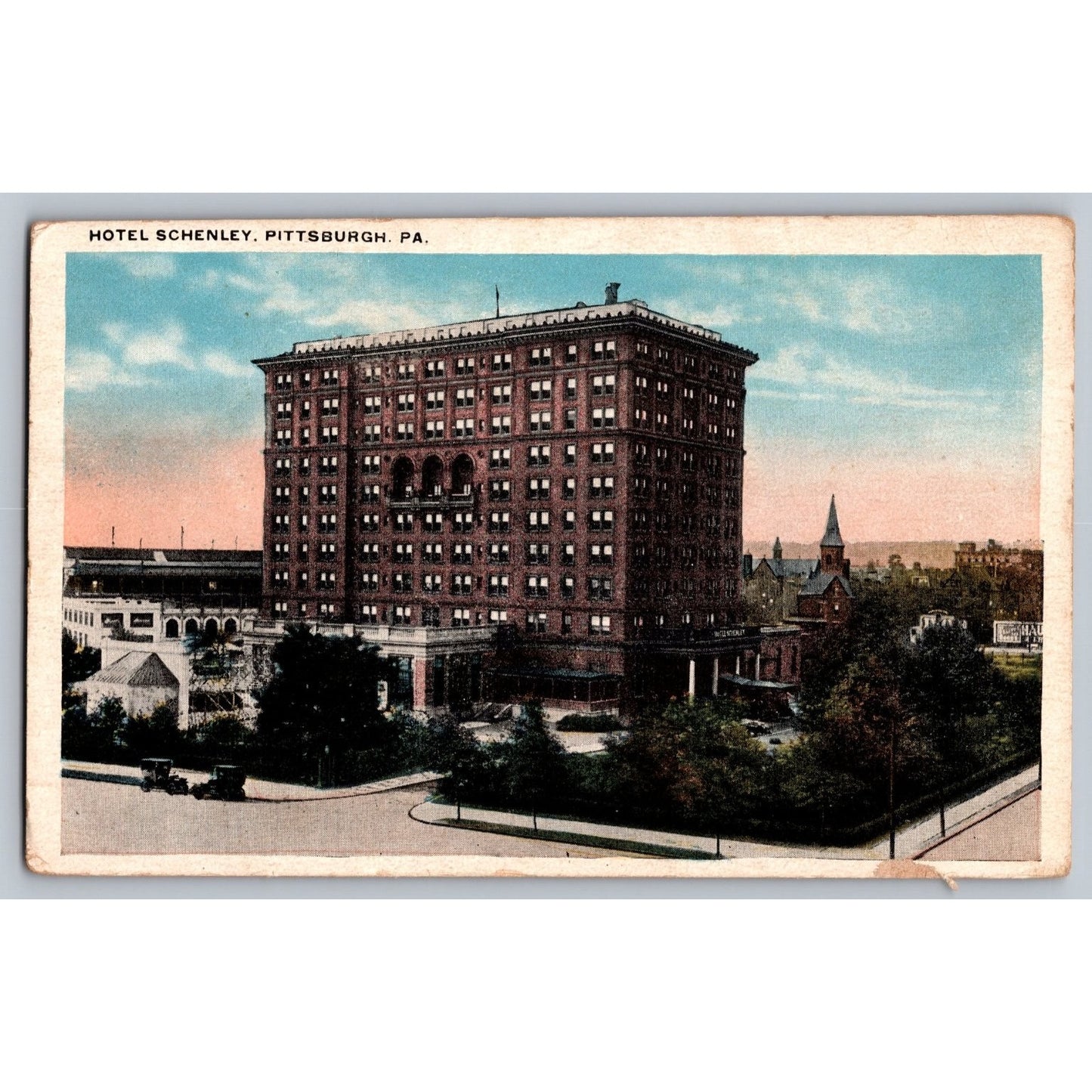 Pittsburg PA Pennsylvania Hotel Schenley White Border Postcard Union News Co