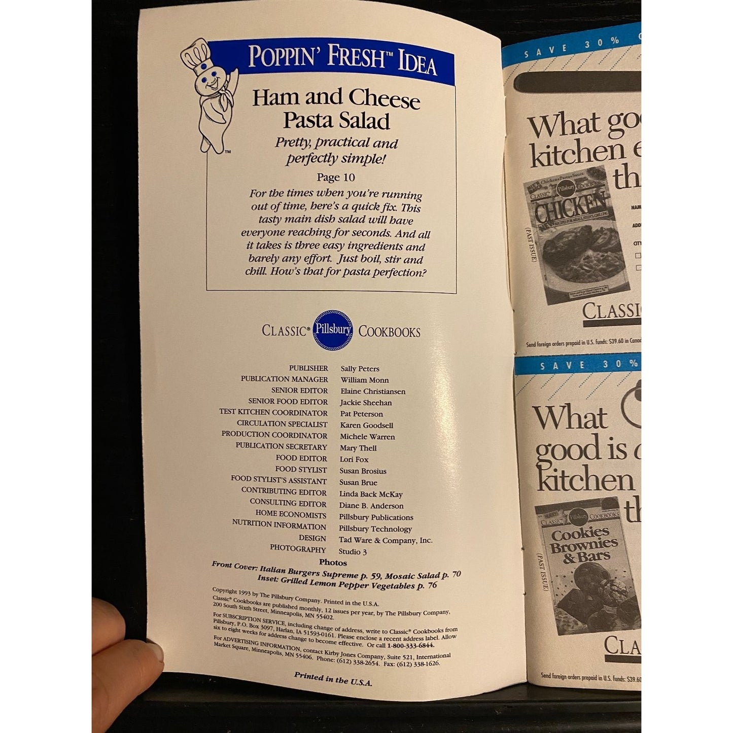 Pillsbury Classic Cookbook Booklet June 1993 #148 Cool Salads BBQ