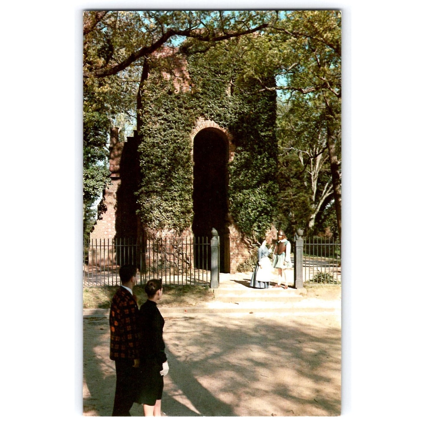 Jamestown VA Virginia Church Tower Ivy-Covered Chrome Postcard