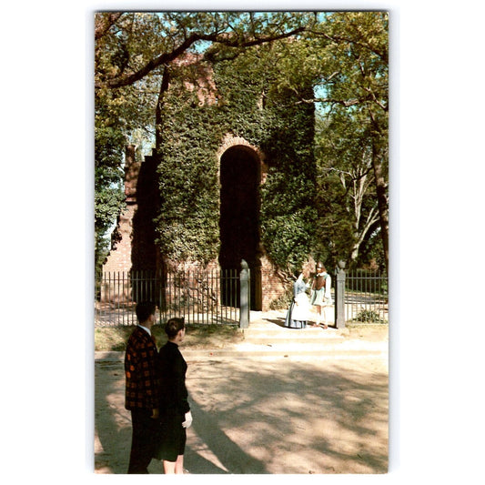 Jamestown VA Virginia Church Tower Ivy-Covered Chrome Postcard