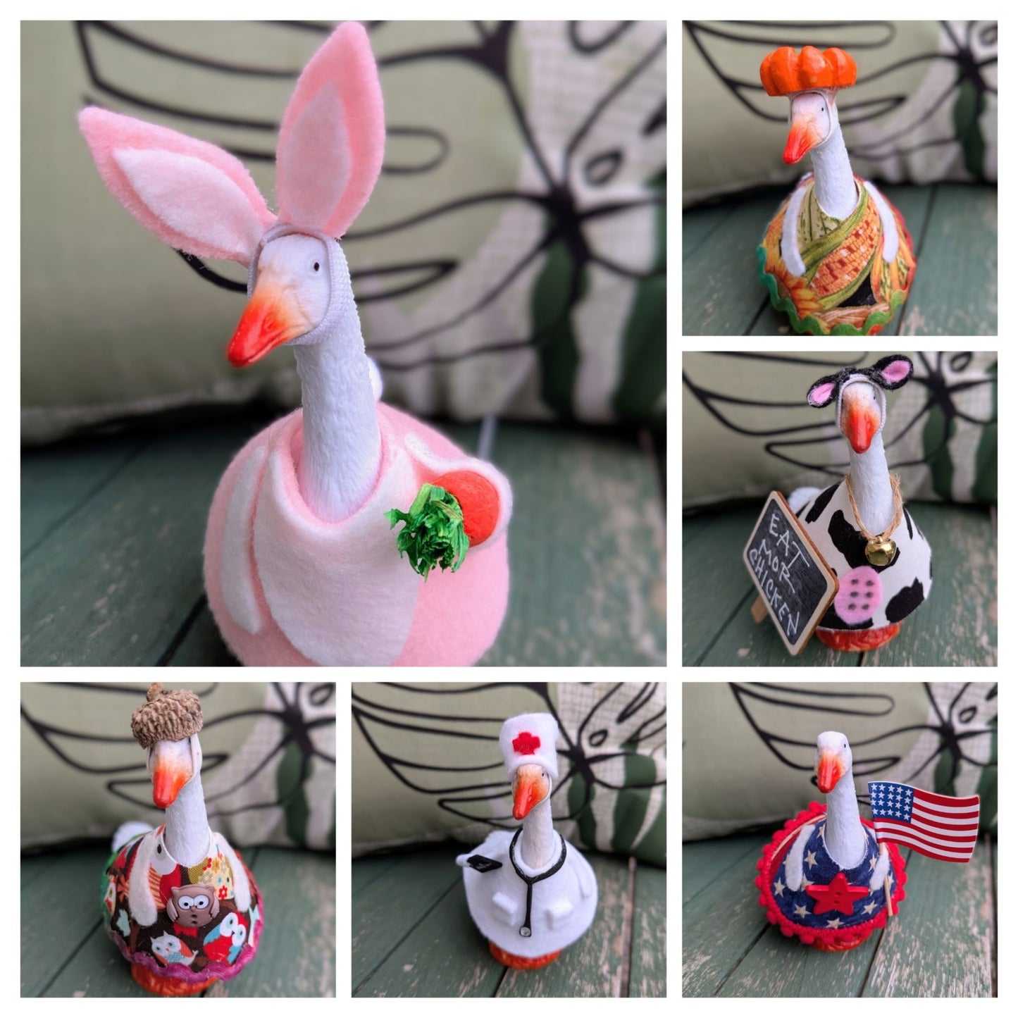 Happy Fall Y'all - 4" Goose Figurine With Handcrafted Outfit For Home Or Office Décor