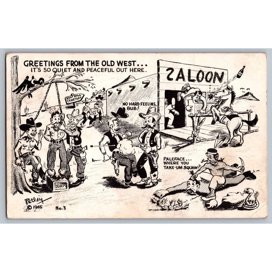 Comic Postcard Humorous Bob Petley Greetings from the Old West No.3 1945