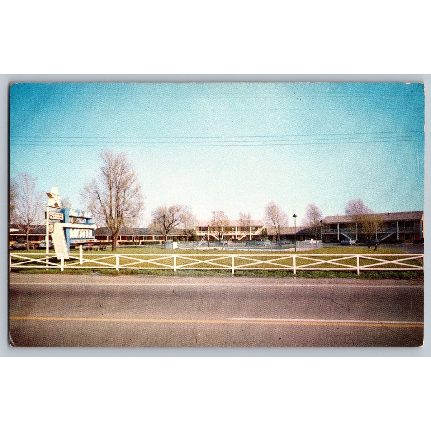 Mansfield OH Ohio Blue Bell Motel Chrome Postcard
