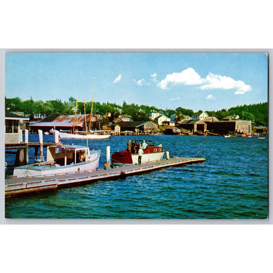 Boothbay Harbor ME Maine Harbor Scene Les Smith Photography 1950s Postcard Kodachrome